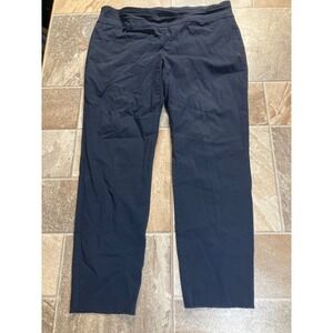 Alfani Womens 14S Navy Blue Stretch Pants Cropped‎ Leg Elastic Waist